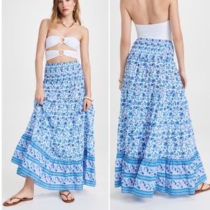 NWT Playa Lucila ShopBop Printed Smocked Tiered Boho Ruffle Skirt Size Large